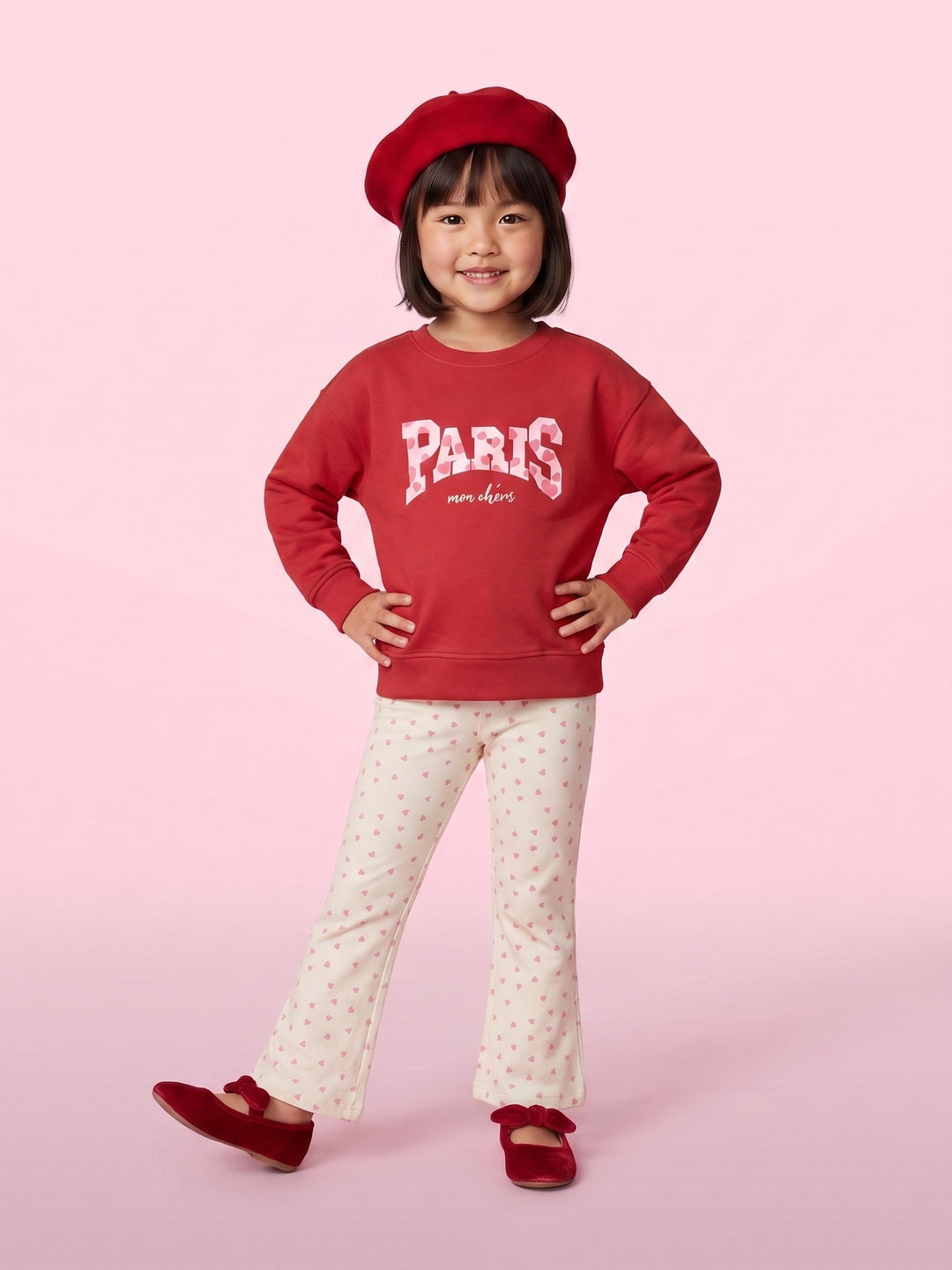 Nautinati Girls Oversized Varsity Puff Printed Sweatshirt and Flared Leggings Set