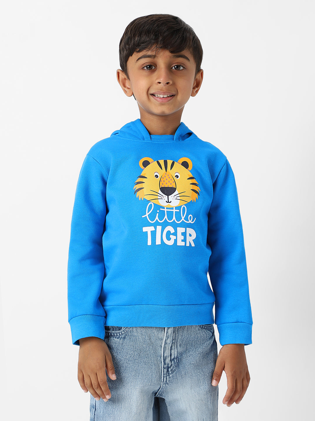 Nautinati Boys' Fleece Tiger Printed Hooded Sweatshirt