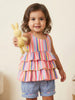 Nautinati Girls' Striped Ruffled Top & Shorts Co-ord Set