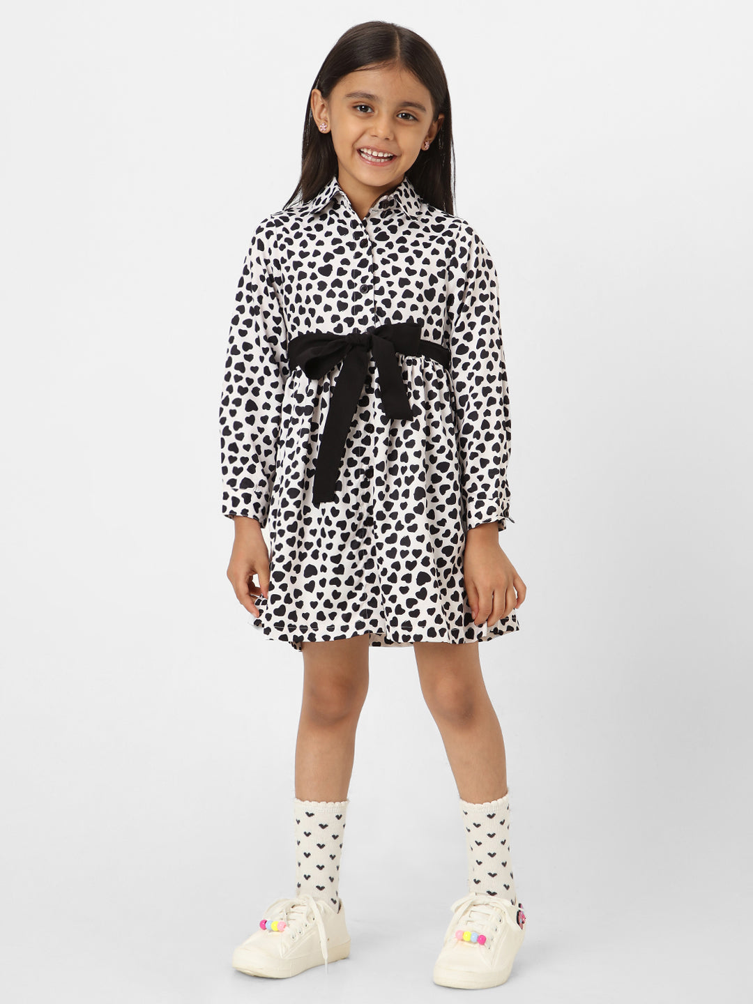 Nautinati Girls' Printed Full Sleeve Dress