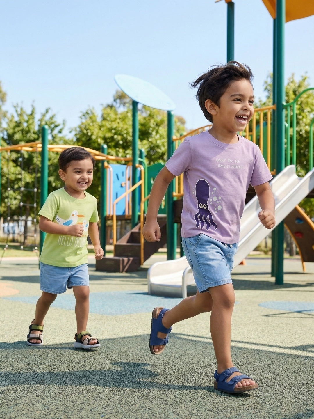 Nautinati Boys' Pack of 2 Cotton Ocean Printed T-shirts