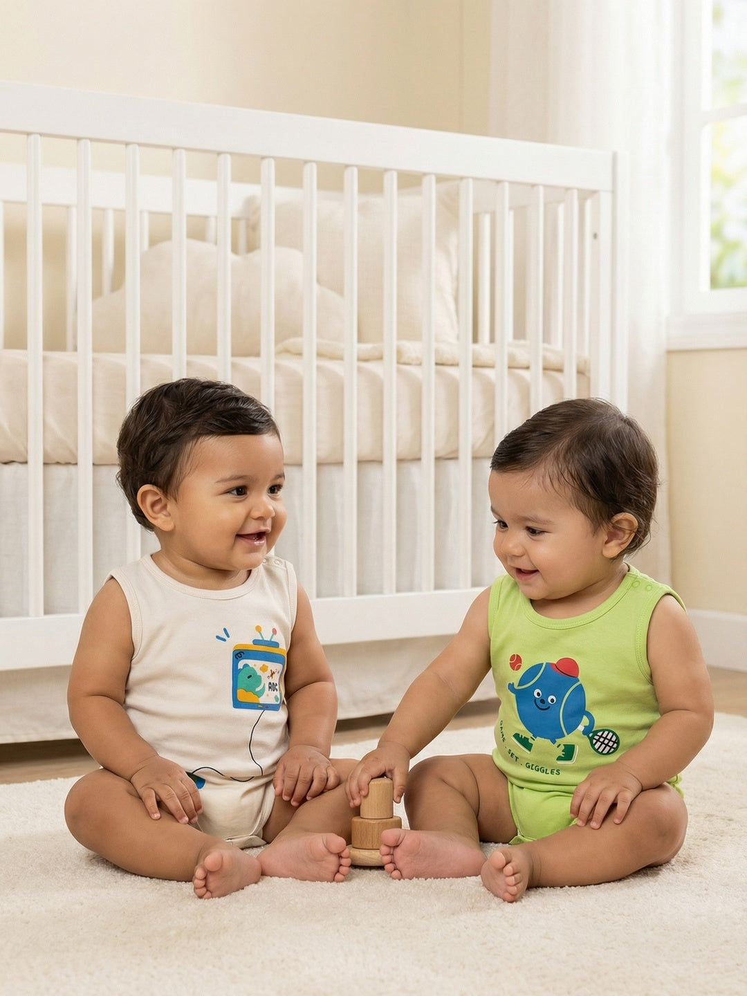 Nautinati Baby Boys' 100% Interlock Cotton Pack of 2 Gaming Placement Print Bodysuits