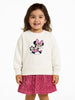 Nautinati White and Pink Minnie Mouse Print Sweatshirt Dress for Girls