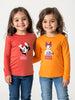 Nautinati Pack of 2 Disney Print Pink and Orange T-shirts for Girls