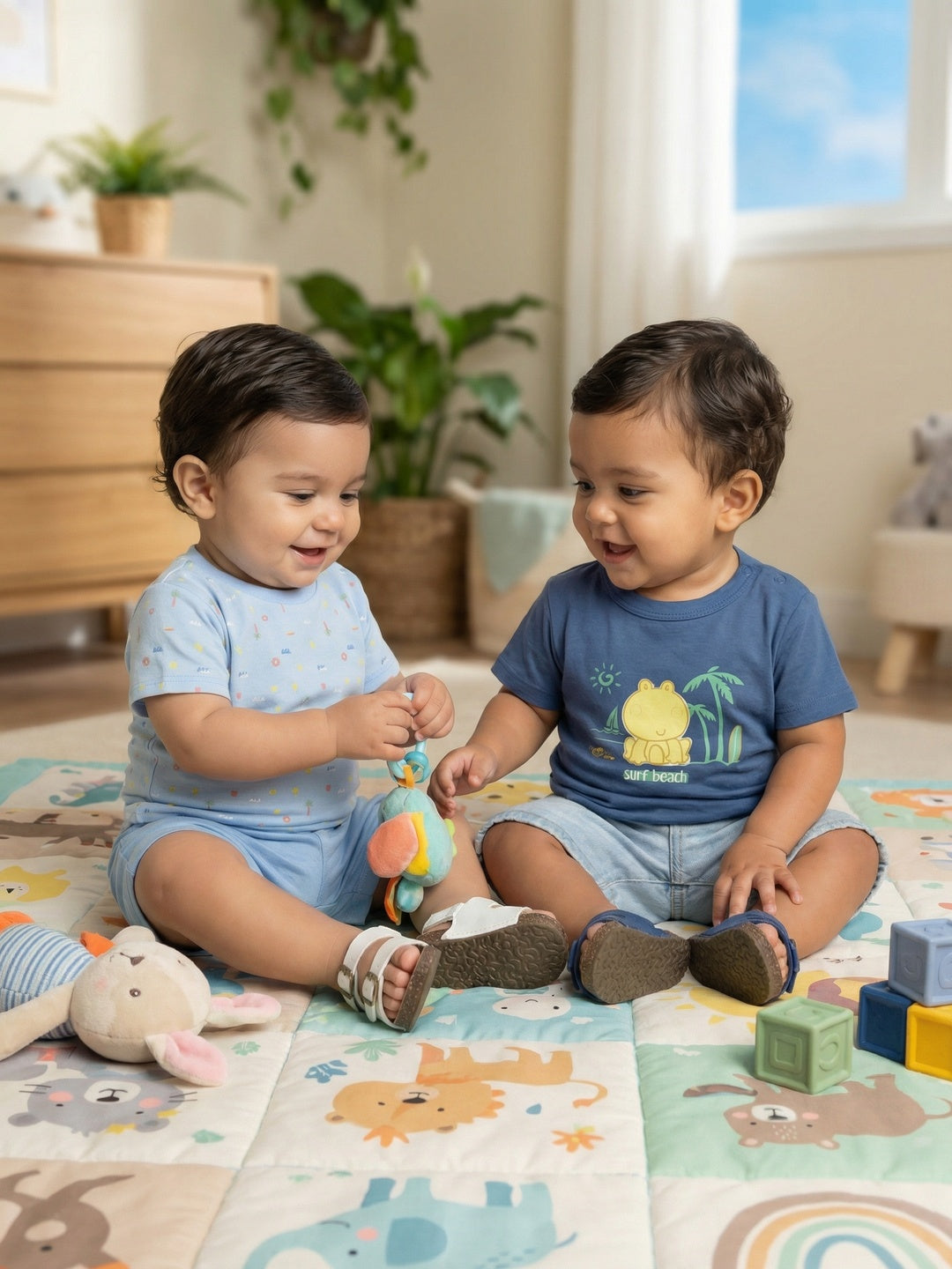 Nautinati Baby Boys' Cotton Pack of 2 Ocean Printed T-shirts