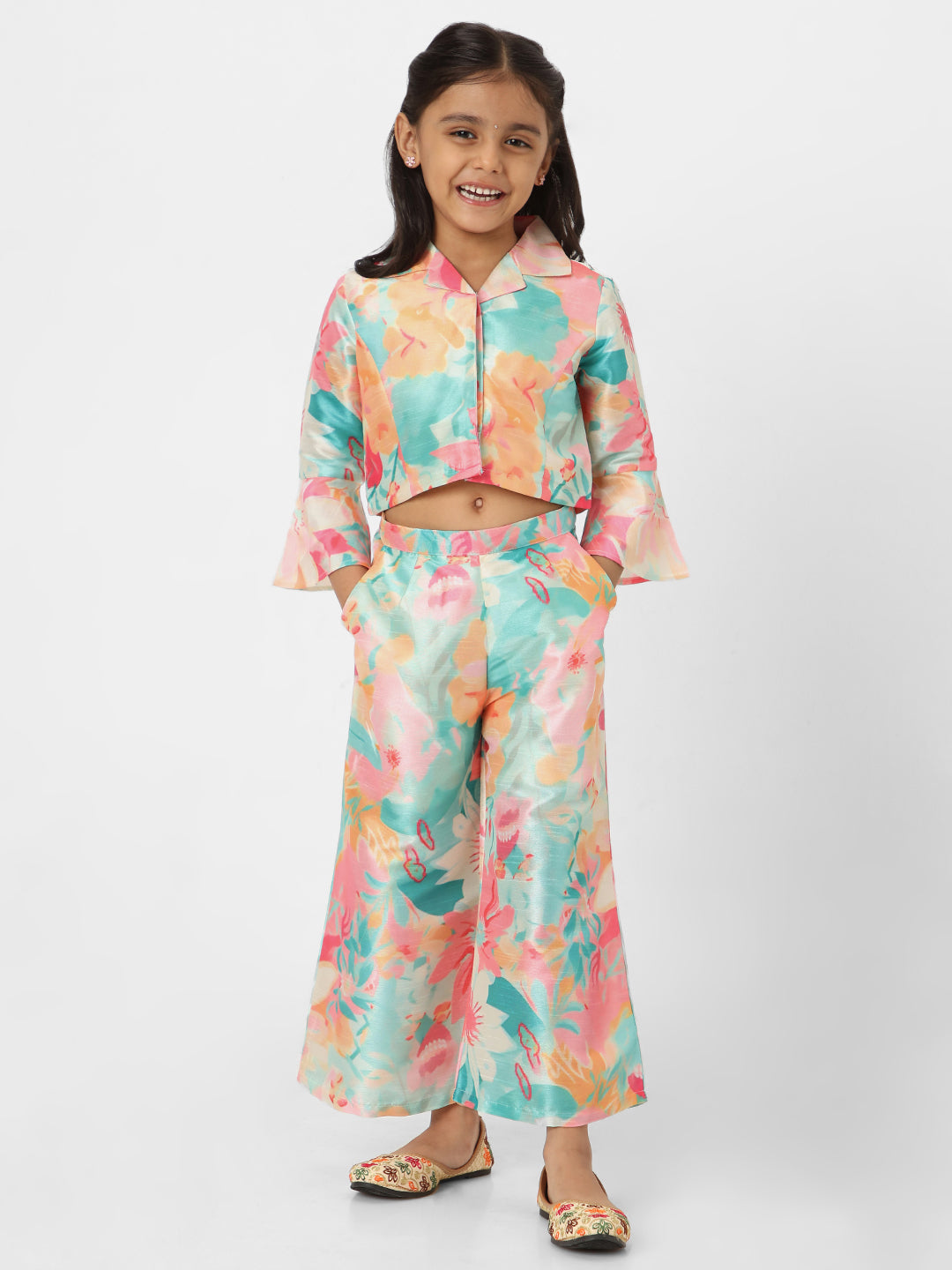 Nautinati Girls' Multicolour Printed Combo Set of Top and Bottoms