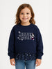 Nautinati Dark Blue Minnie Mouse Print Sweatshirt Dress For Girls