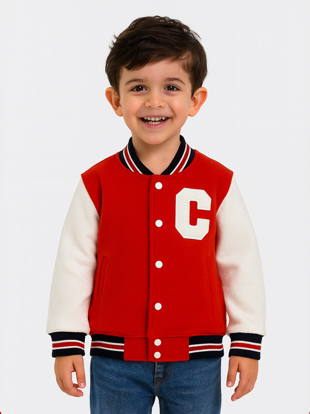 Nautinati Colourblocked Red and White Jacket for Boys