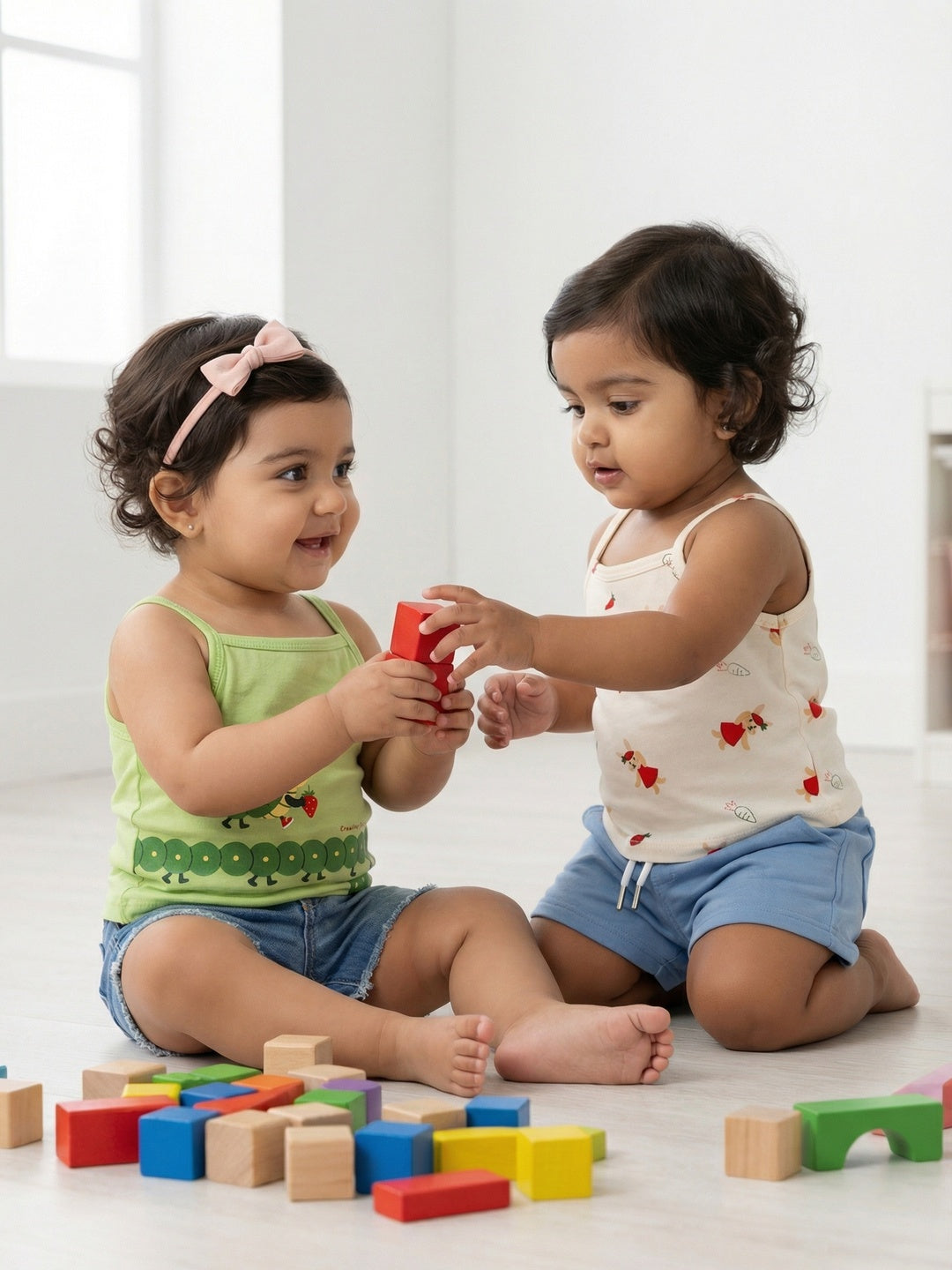 Nautinati Baby Girls' 100% Cotton Pack of 2 Printed Camisoles