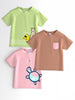 Nautinati Boys' Pack of 3 Cotton Sea Animal Printed T-shirts