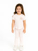 Nautinati Derby Rib Cotton Peach Top And Leggings Set For Girls