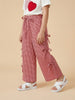 Nautinati Girls' Cotton Blend All-over Gingham Checks Wide-leg Woven Trousers with Side Bow Details