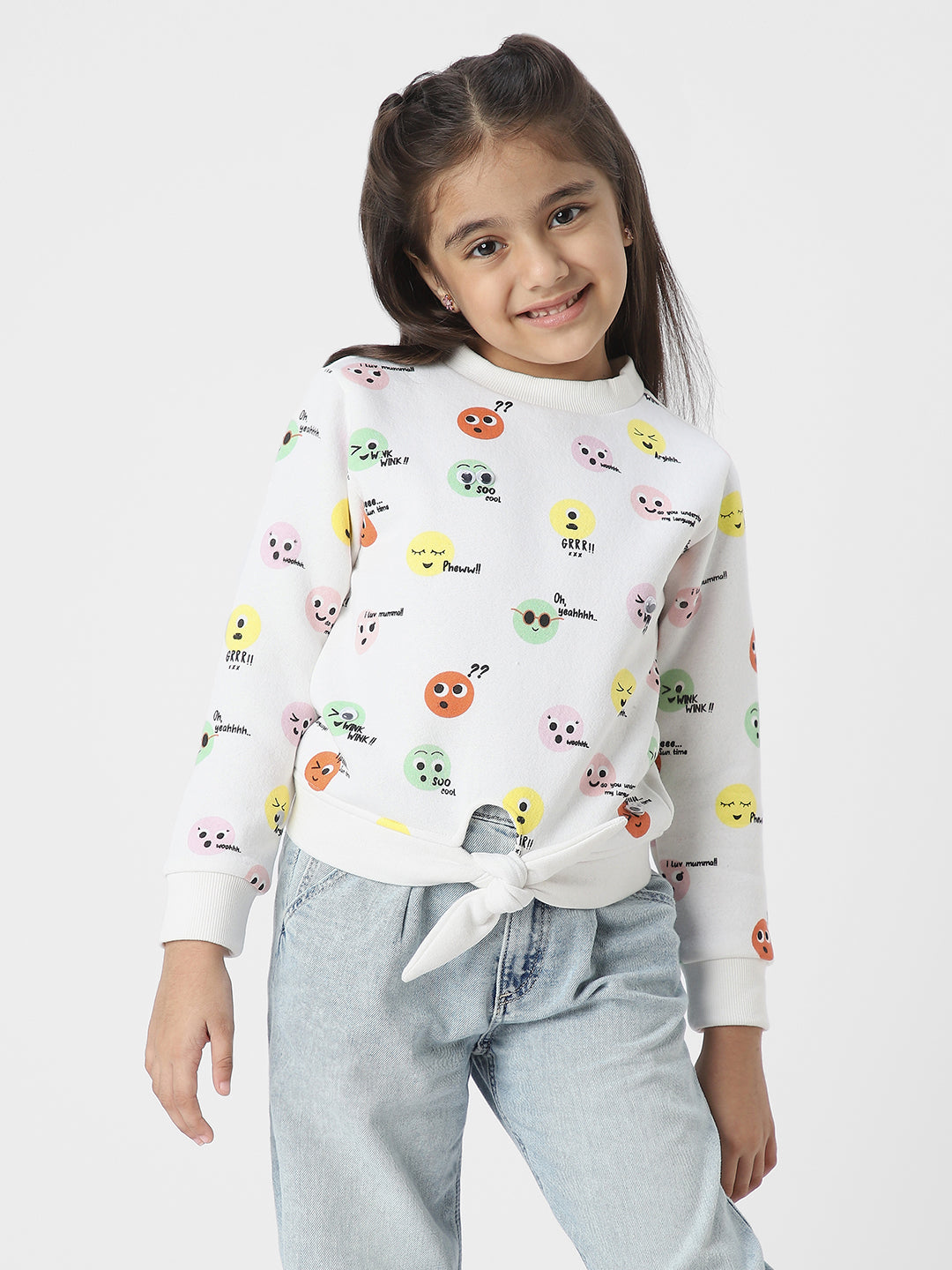 Girls Conversational Playful Printed Sweatshirt