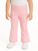 Nautinati Baby Pink Cotton Lycra Rib Fitted & Flared Leggings For Girls