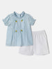 Nautinati Embroidered Blue Top and White Shorts Set for Girls