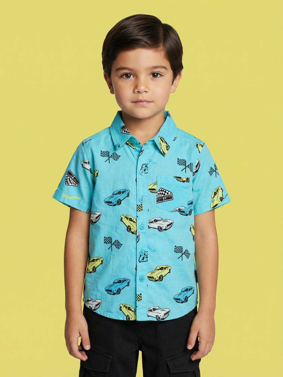 Nautinati Boys' 100% Cotton Racing Graphic Casual Shirt
