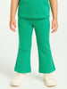 Nautinati Green Cotton Lycra Rib Fitted & Flared Leggings For Girls