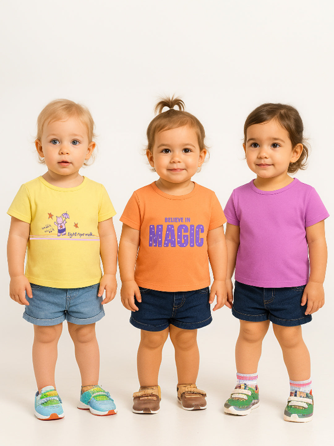 Nautinati Cotton Pack of 2 T-shirts for Girls