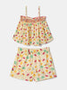 Nautinati Yellow Printed Top and Shorts Set for Girls