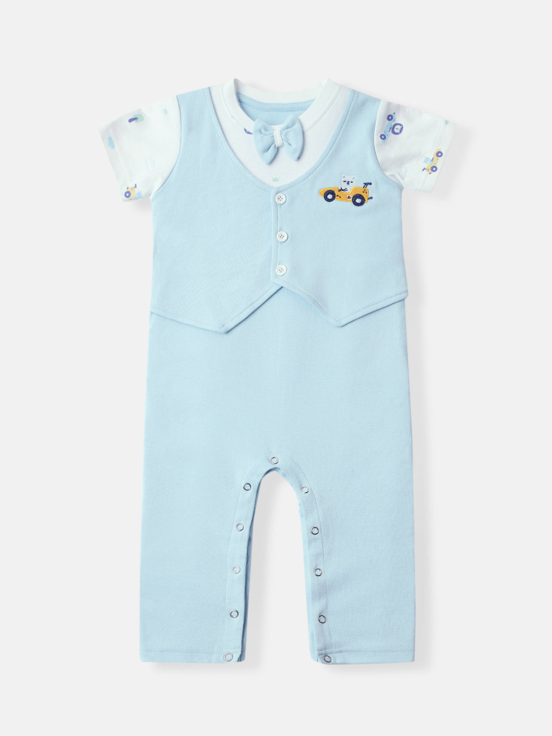 Nautinatis Infants Cotton Interlock Printed Bodysuit With Attached Waistcoat