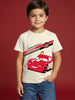 Nautinati Boys' 100% Cotton Crew Neck Disney Cars Placement Print T-shirt