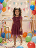 Nautinati Girls' Fit & Flare Holographic Foil Printed Mesh Party Dress