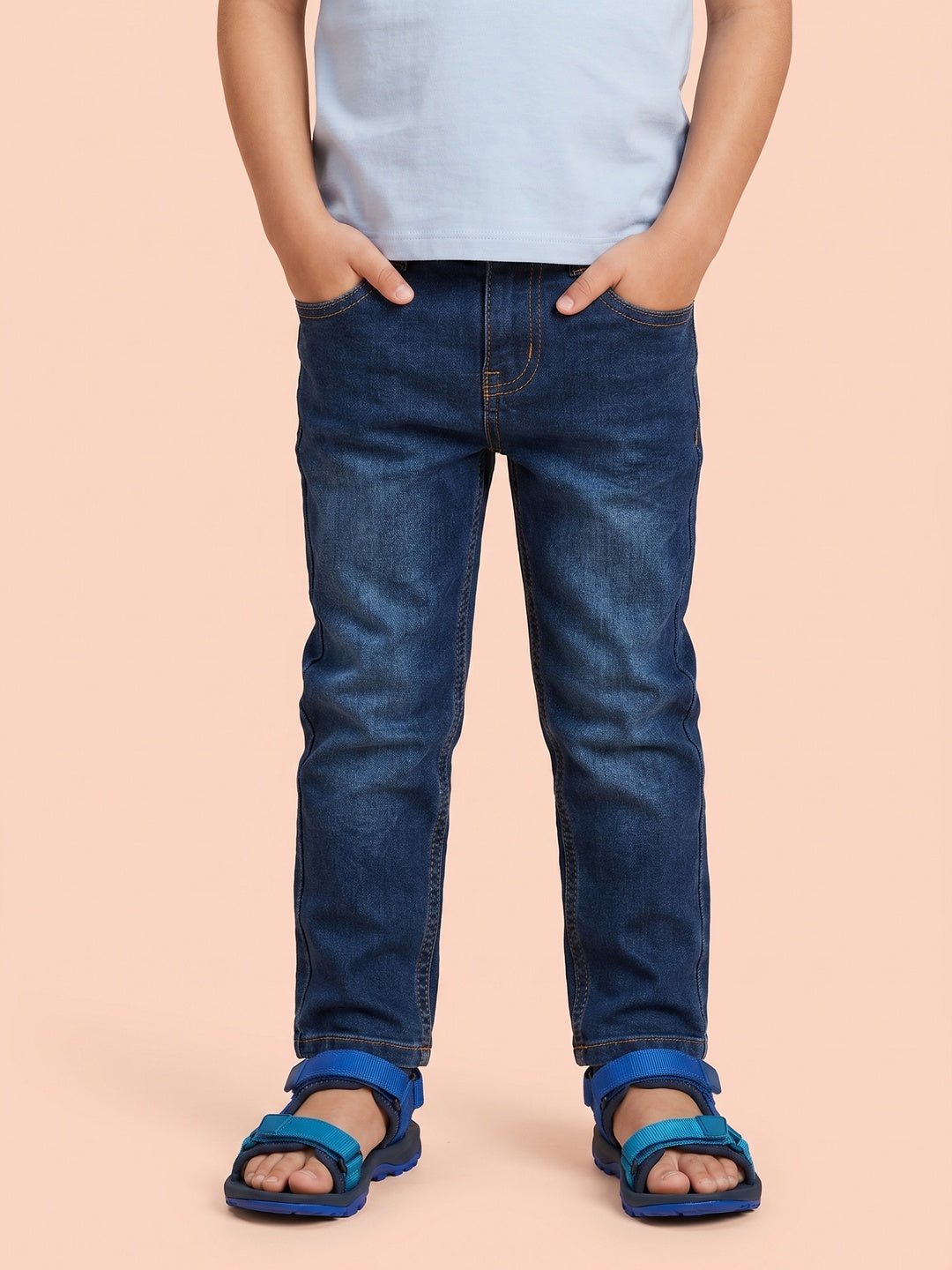 Nautinati Boys Pure Cotton Dark Wash Straight Fit Jeans