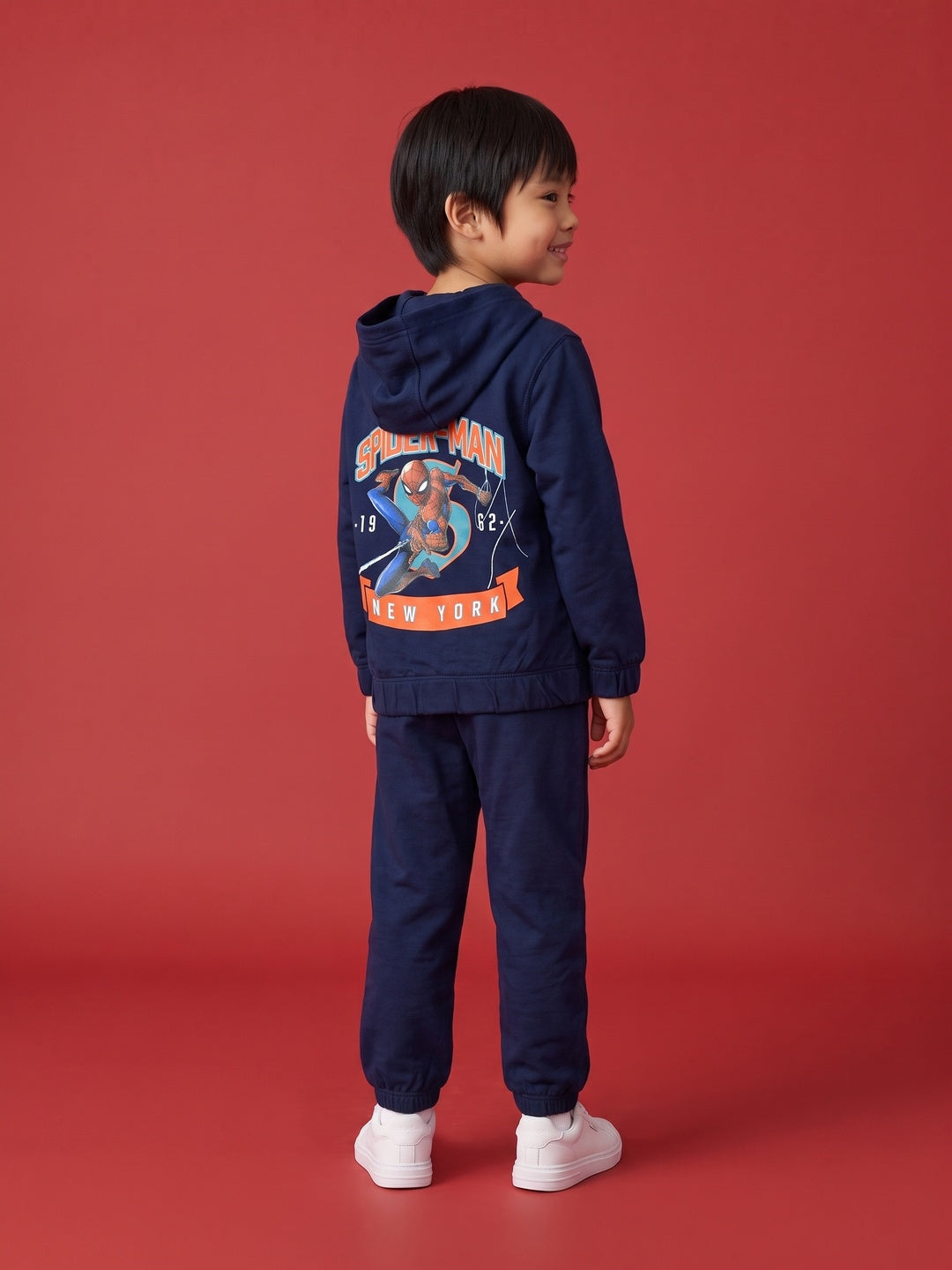 Nautinati Boys Marvel Spider-Man Oversized Varsity Hoodie and Jogger Set