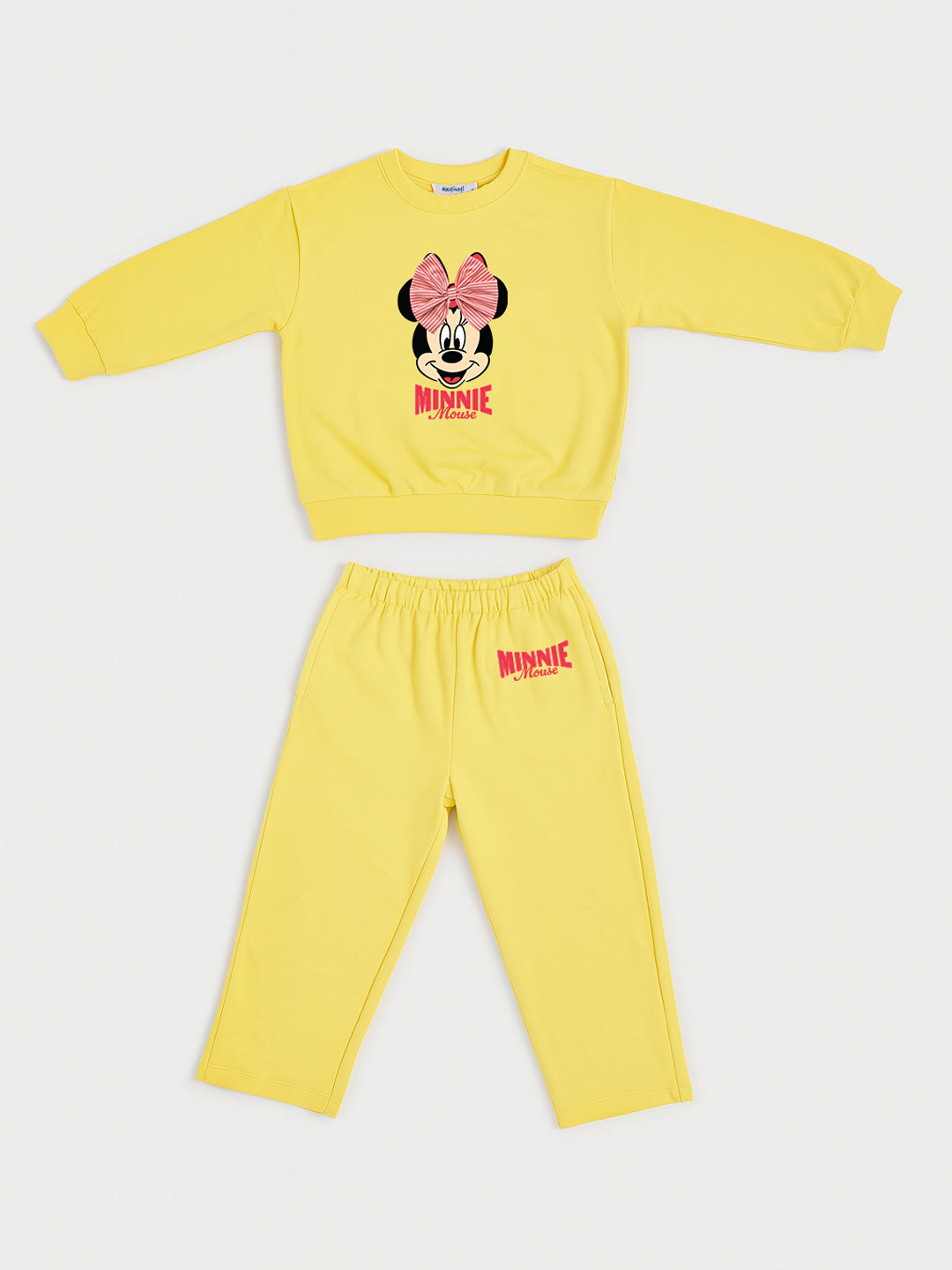 Nautinati Yellow Minnie Mouse Print Sweatshirt Set for Girls