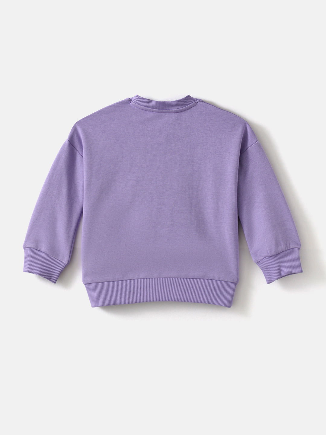 Nautinati Girls' Ladybird Print Full Sleeves Fleece Sweatshirt in Lavender