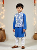 Nautinati Boys' Cotton Festive Kurta Pyjama With Jacket Set | Block Print Jacket | Age 2 - 10 Years