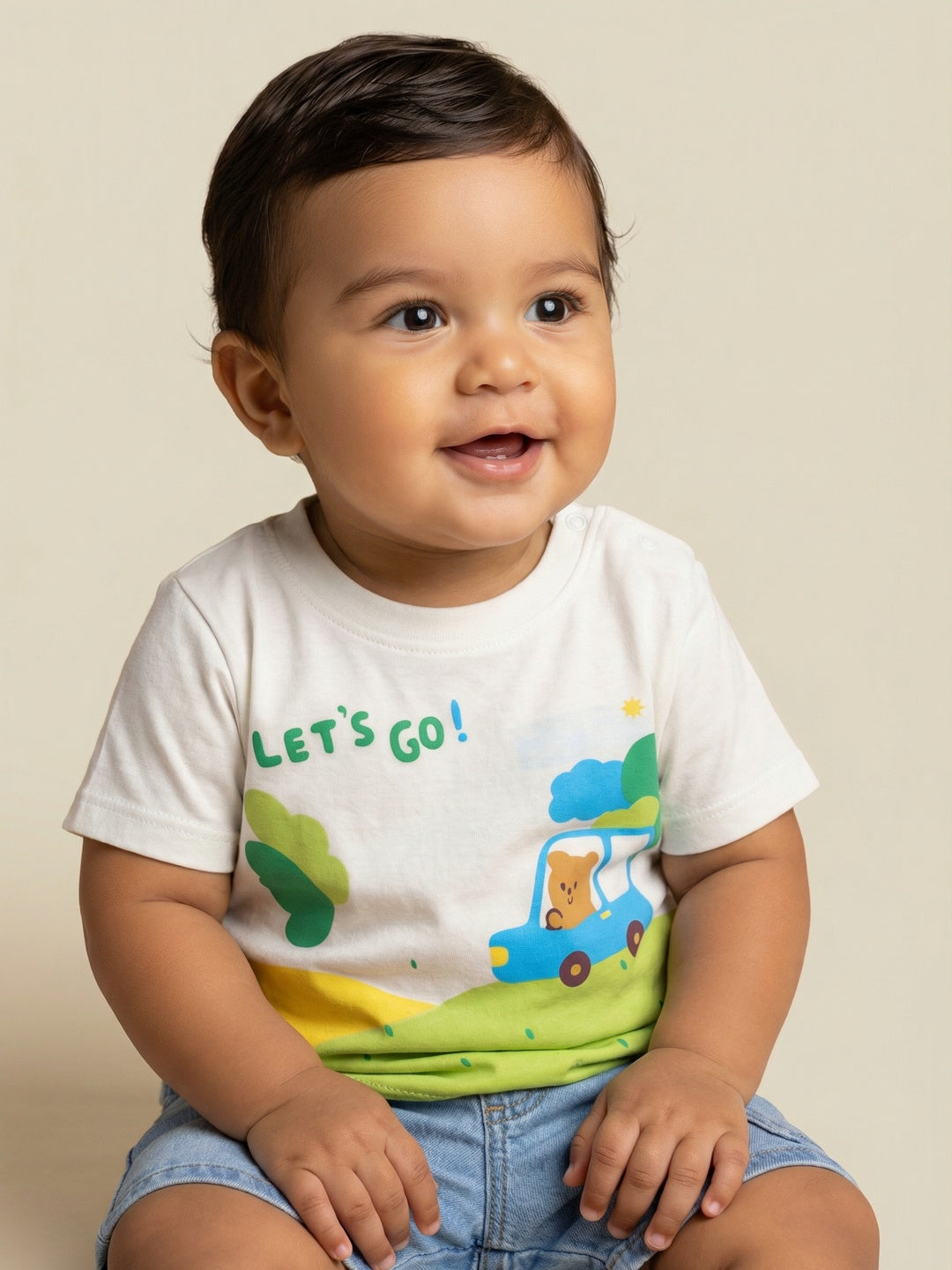 Nautinati Baby Boys' 100% Cotton Pack of 2 Placement Print T-shirts