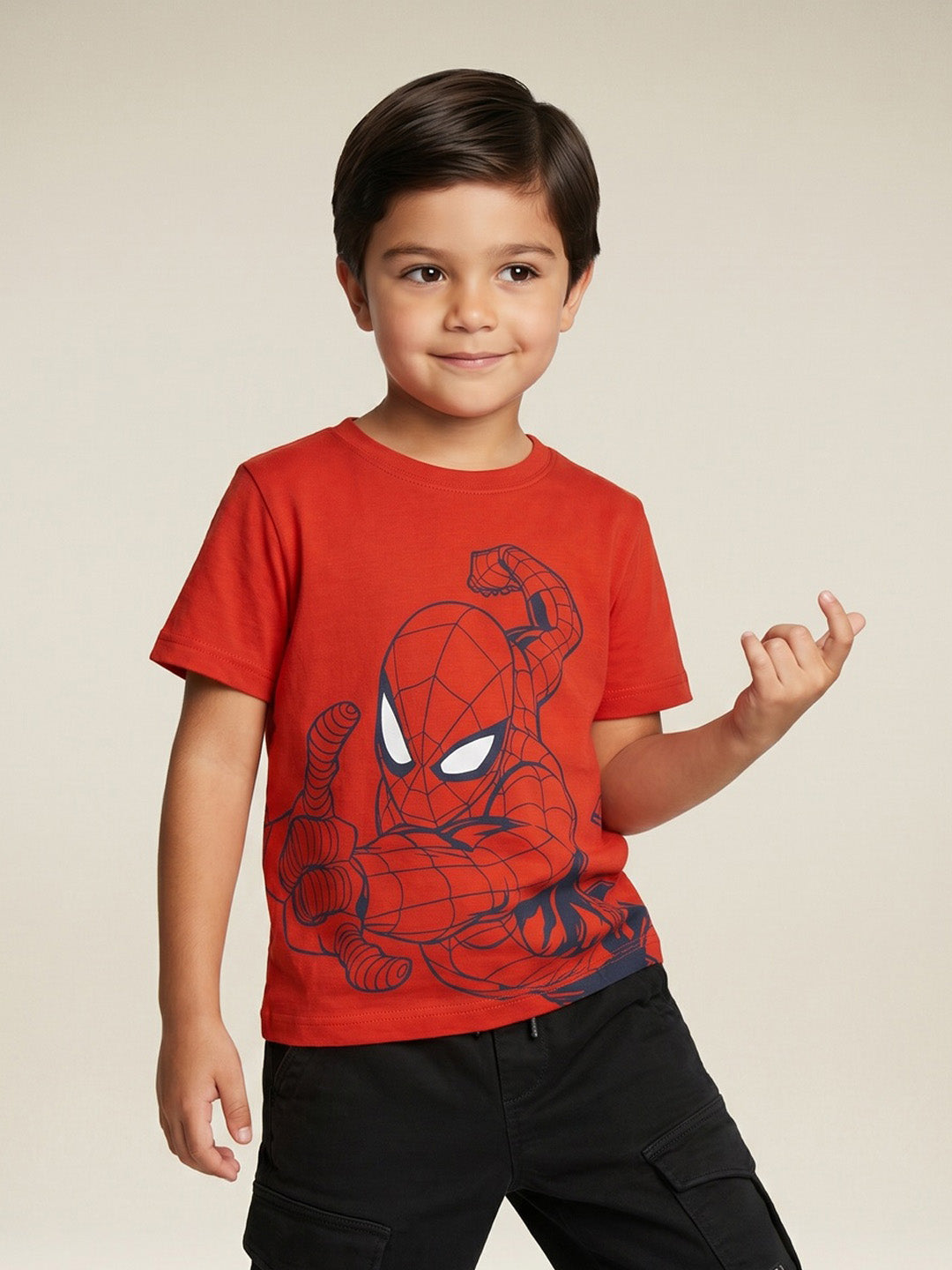 Nautinati Boys Pure Cotton Pack of 2 Marvel Spiderman Printed Crew Neck T-shirts