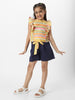 Nautinati Girls' Combo Set of Striped Sleeveless Top with Matching Belt and Solid Shorts