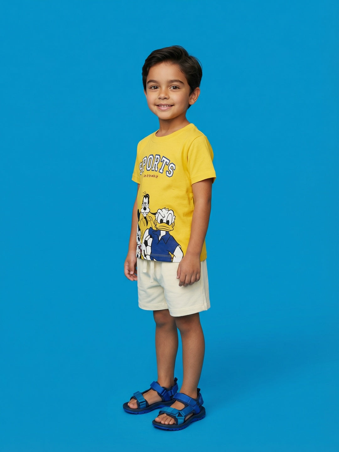 Nautinati Boys Mickey & Friends Printed Regular Fit Round Neck T-shirt and Shorts Clothing Set