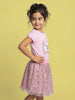 Nautinati Girls Marie Cat Printed Regular Fit Round Neck T-shirt and Skirt Co-ord Set