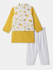 Nautinati Boys' Cotton Festive Kurta Pyjama With Jacket Set | Block Print Jacket | Age 2-10 Years