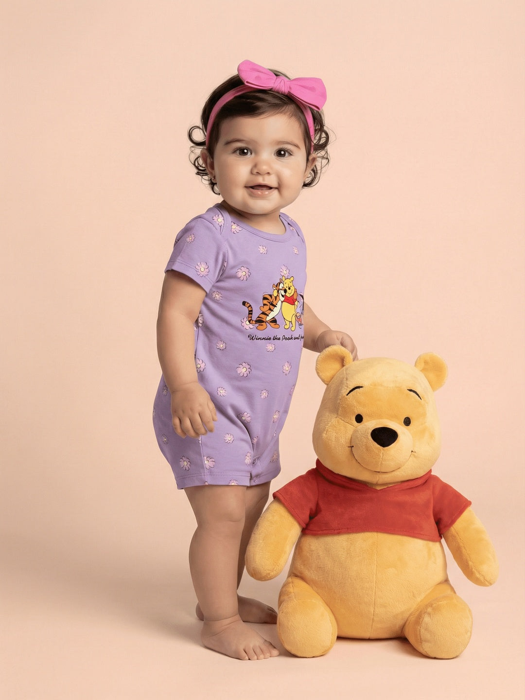 Nautinati Baby Girls' 100% Interlock Cotton Disney Winnie the Pooh Print Romper