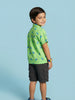 Nautinati Boys Dinosaur Printed Oversized 100% Cotton Resort Shirt and Cargo Shorts Set
