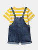 Nautinati Striped Yellow T-shirt and Blue Denim Dungaree Set for Boys