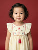 Nautinati Girls' 100% Cotton Ice-cream, Cherry, Cupcake Embroidered Striped Fit & Flare Frock