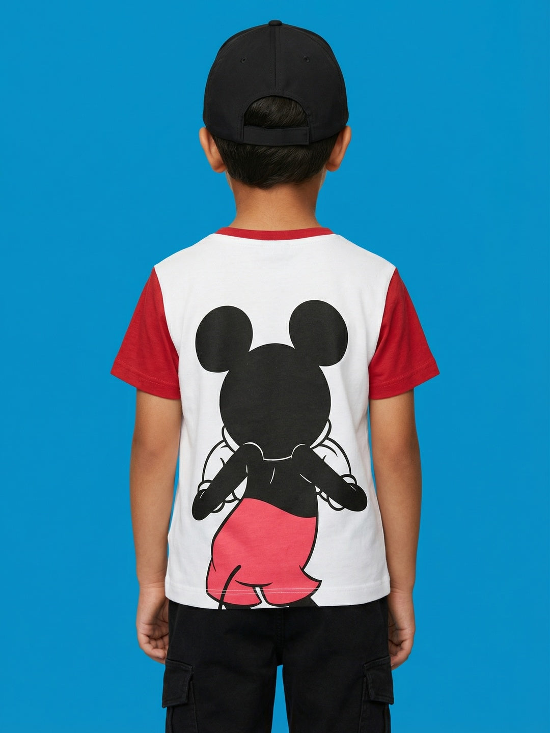 Nautinati Boys' 100% Cotton Disney Mickey Mouse Front & Back Graphic Oversized T-shirt