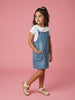 Nautinati Girls Floral Embroidered Pure Cotton Pinafore with T-shirt Co-ord Set