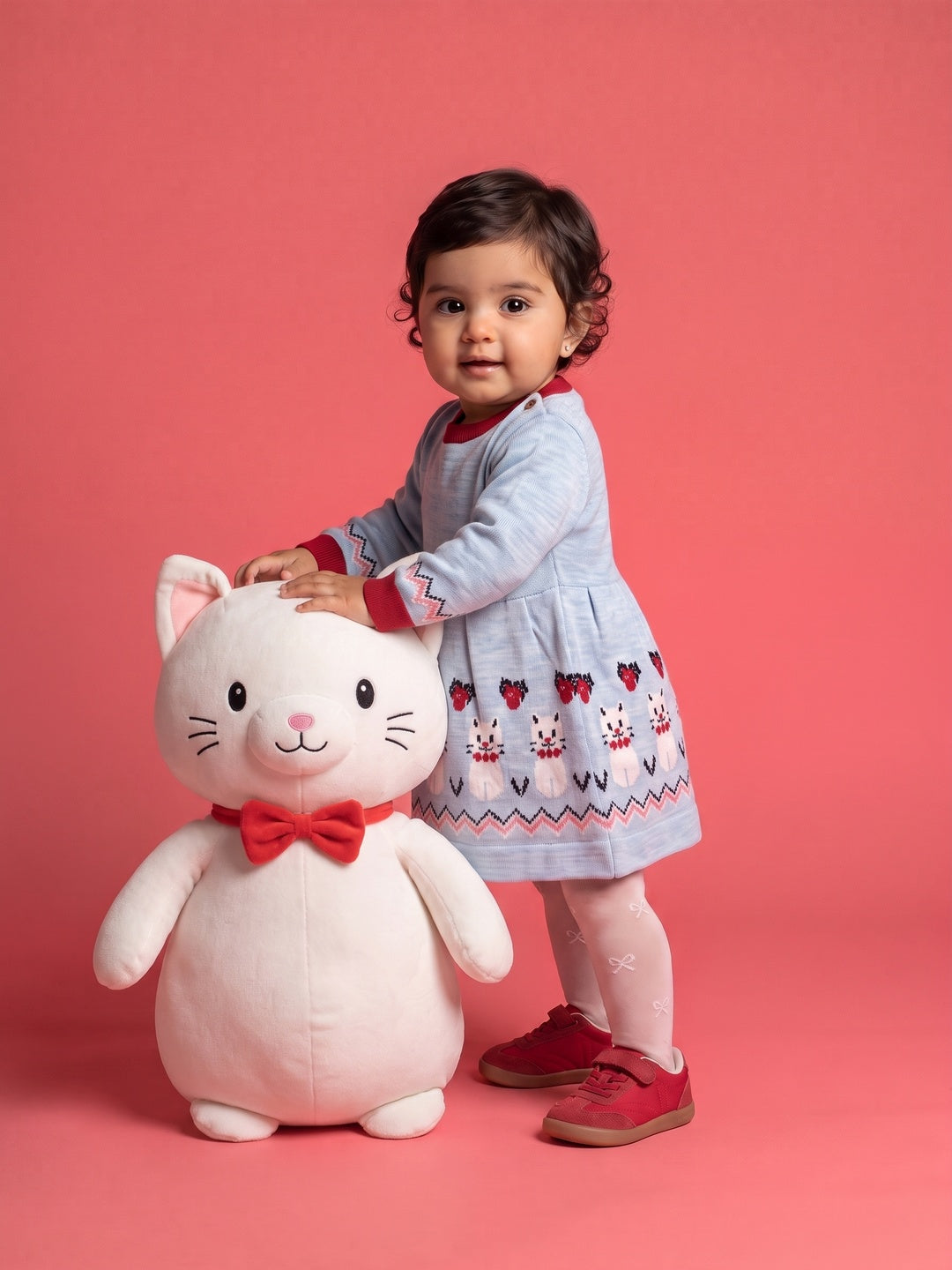 Nautinati Baby Girls Cat Christmas Sweater Dress,Age 3 Months-2 Years