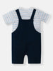 Nautinati Infants Animal Embroidery Cotton Dungaree with Striped T-shirt