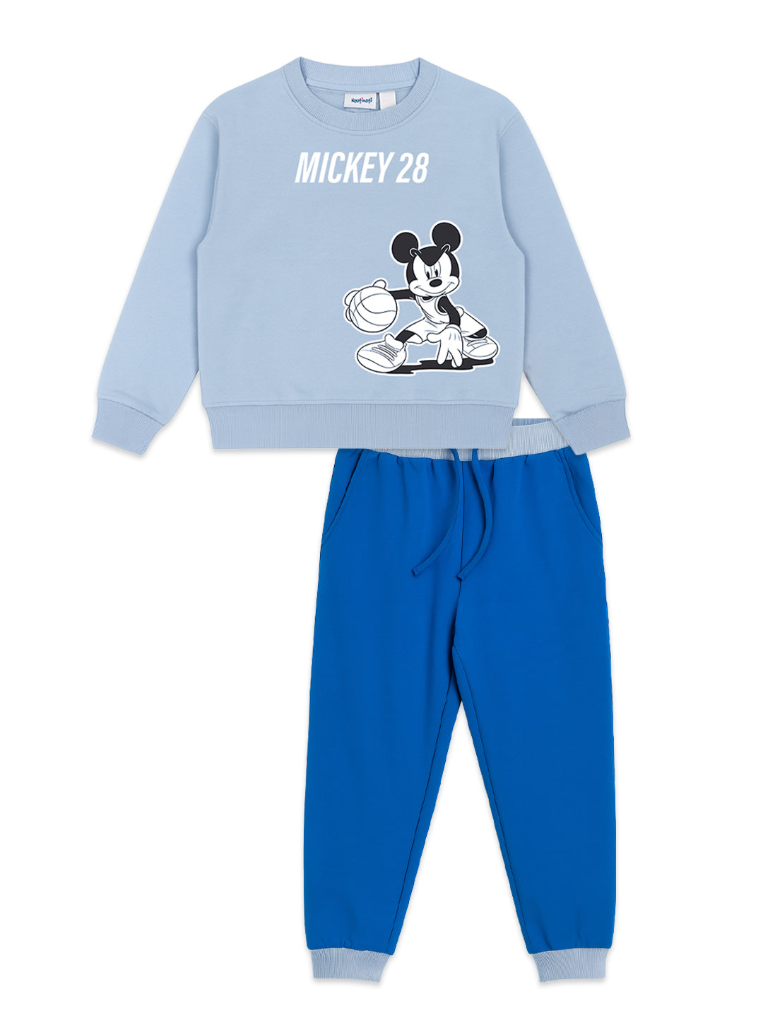 Nautinati Blue Mickey Mouse Print Sweatshirt Set For Boys