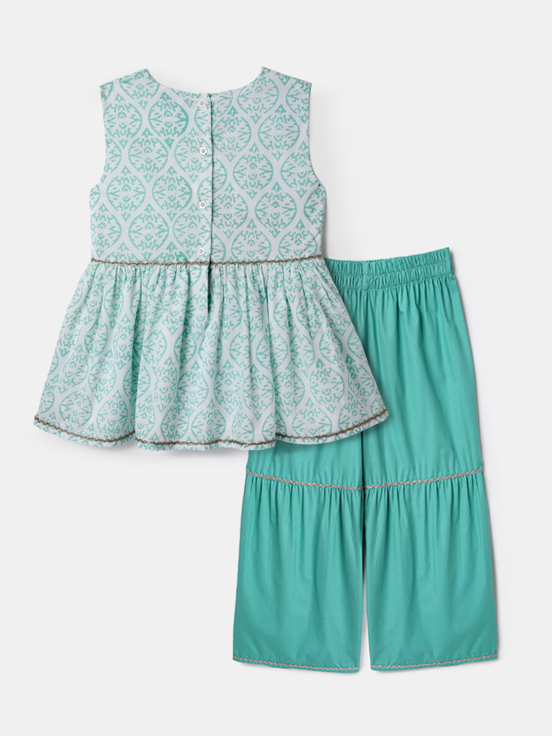 Nautinati Girls Ethnic Top & Bottom Set | Pack of 1 | 5-6Y