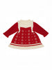 Nautinati Red and White Printed Sweater Dress for Girls