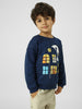 Boys Navy Printed Winter Sweatshirt