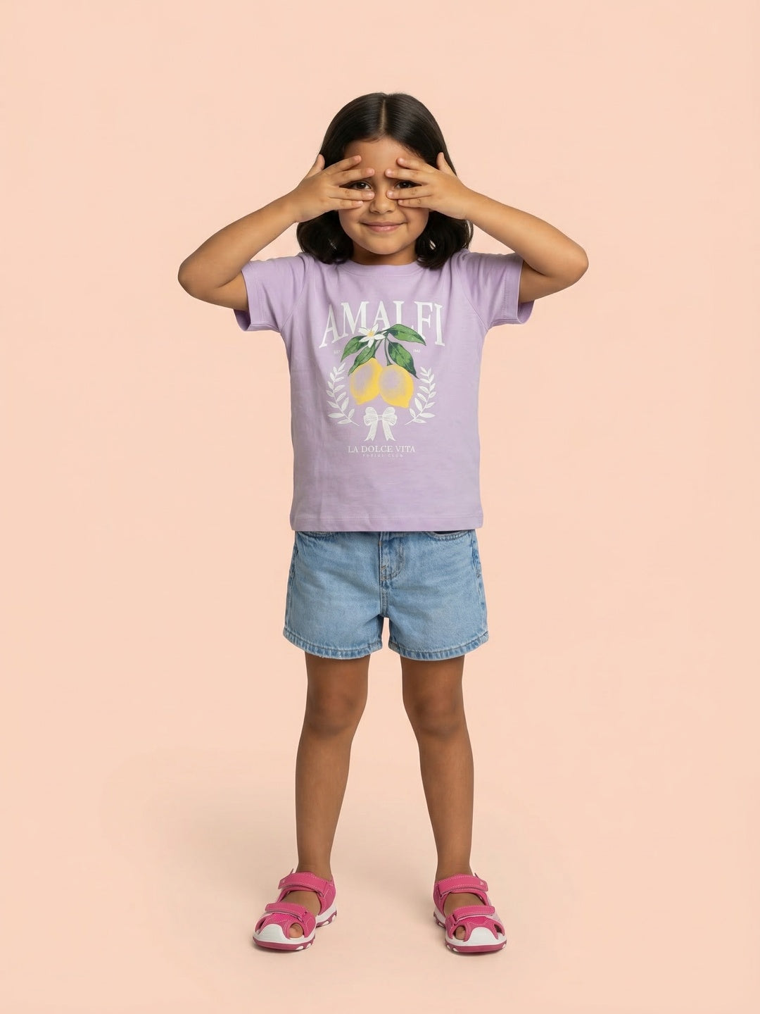Nautinati Girls' 100% Cotton Crew Neck Amalfi Varsity Placement Print T-shirt